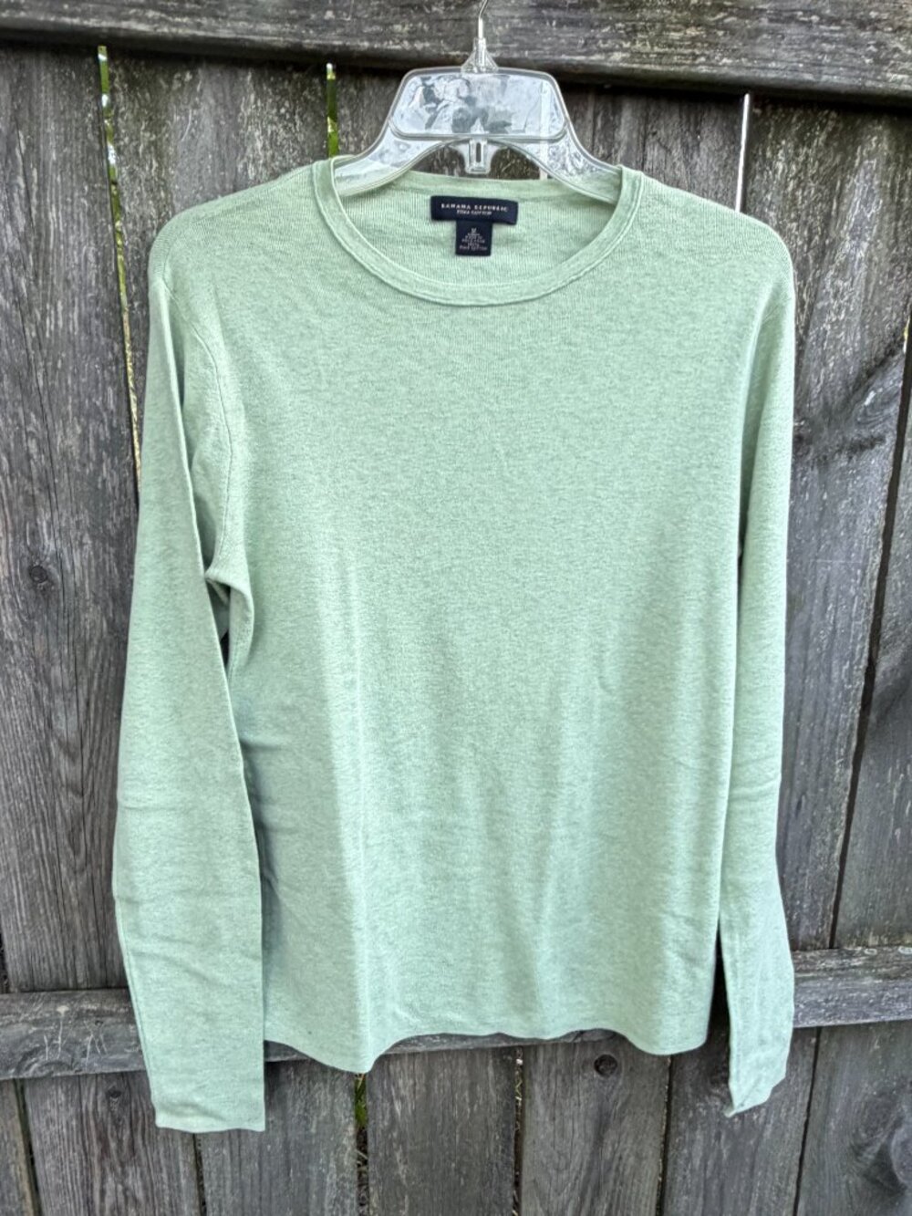 BANANA REPUBLIC Green Seafoam LS Pima Cotton Crew Neck Pullover Sweater M